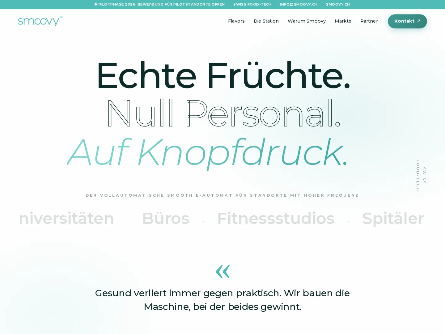 Startseite von smoovy.ch am Desktop